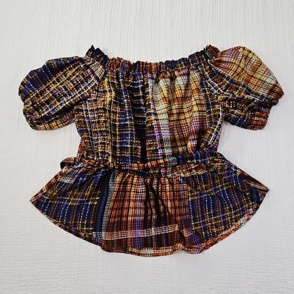 Cato Cold Shoulder Boho Blouse XL Jewel Tones Puff Sleeves Belted EUC Fairycore - Picture 10 of 15